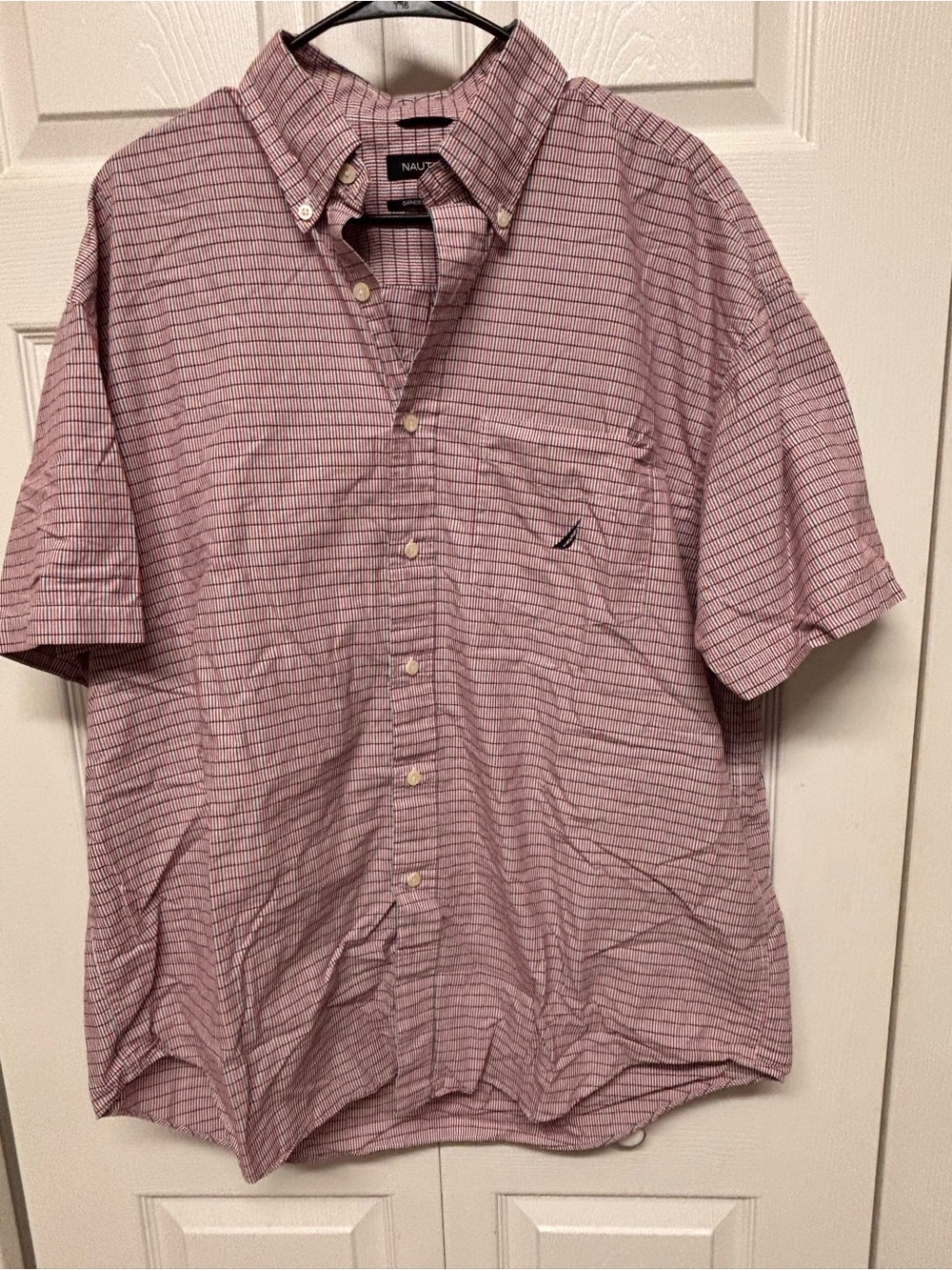 Nautica Short-Sleeve Button-Down Shirt — Pink Stripe